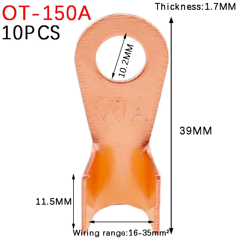 10/20/50/68/100pcs Copper Battery Cable Connector Terminal Open Lugs Wire Terminals Mayitr OT-3A OT-10A OT-20A OT-40A OT-60A