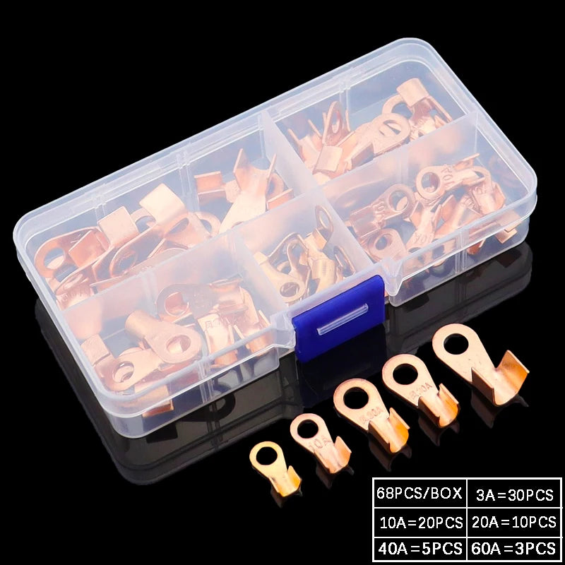 10/20/50/68/100pcs Copper Battery Cable Connector Terminal Open Lugs Wire Terminals Mayitr OT-3A OT-10A OT-20A OT-40A OT-60A